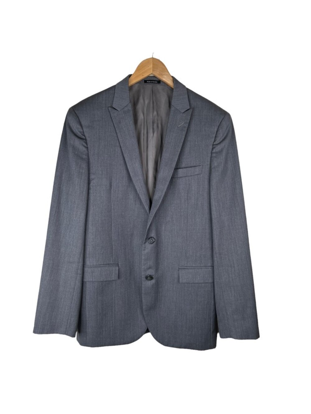 Egara Blazer Suit Jacket 42L Slim Fit Wool Double Button Formal Gray Office